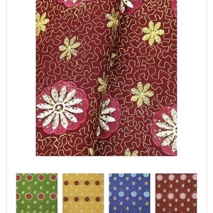 Floral Patterned Fabric in Red and Gold